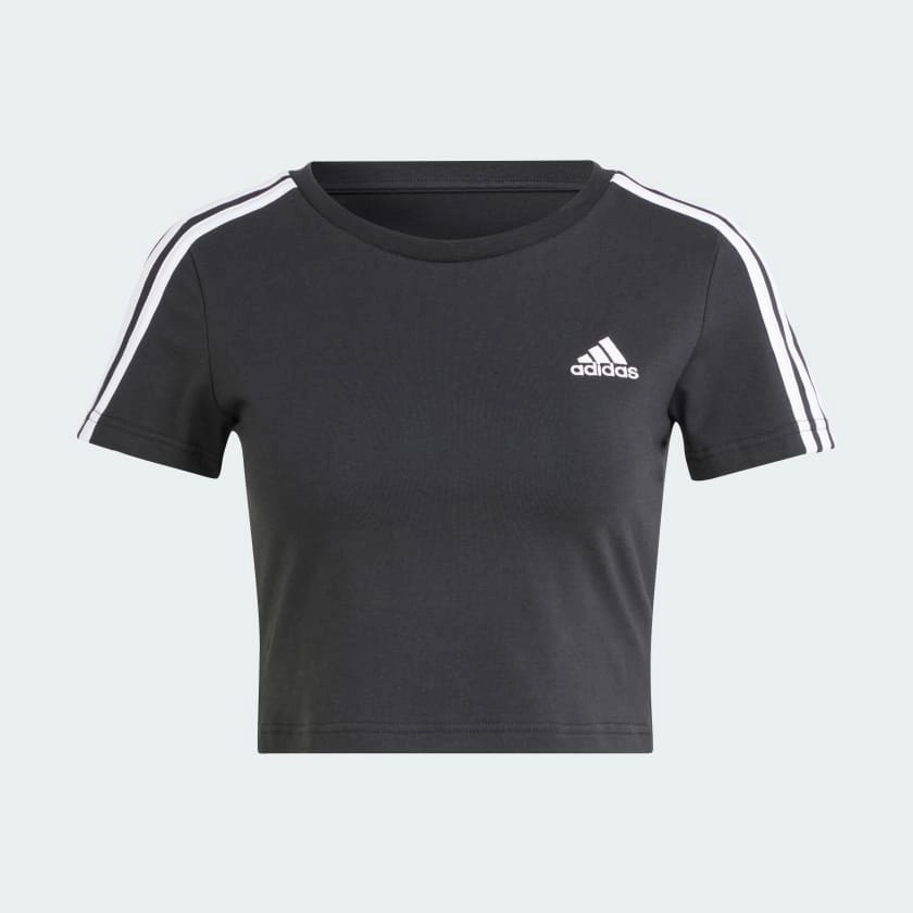 ADIDAS WOMEN'S ESSENTIALS 3S BLACK BABY TEE