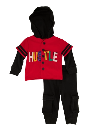 Baby Boys 0-9M Hustle Jersey Hoodie and Joggers