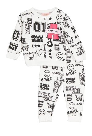 Baby Girls 12-24M Amazing Graphic Print Sweatshirt and Joggers