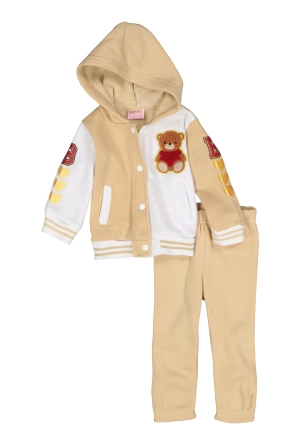 Baby Girls 12-24M Bear Chenille Patch Jacket and Sweatpants