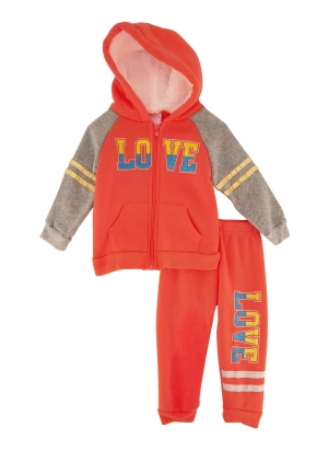 Baby Girls 12-24M Color Block Love Graphic Hoodie and Joggers