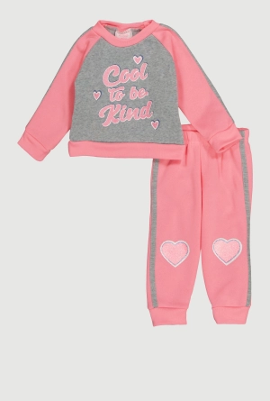 Baby Girls 12-24M Cool To Be Kind Graphic Sweatshirt and Sweatpants