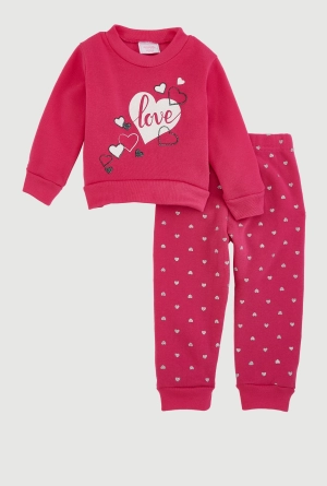 Baby Girls 12-24M Love Glitter Heart Sweatshirt and Joggers
