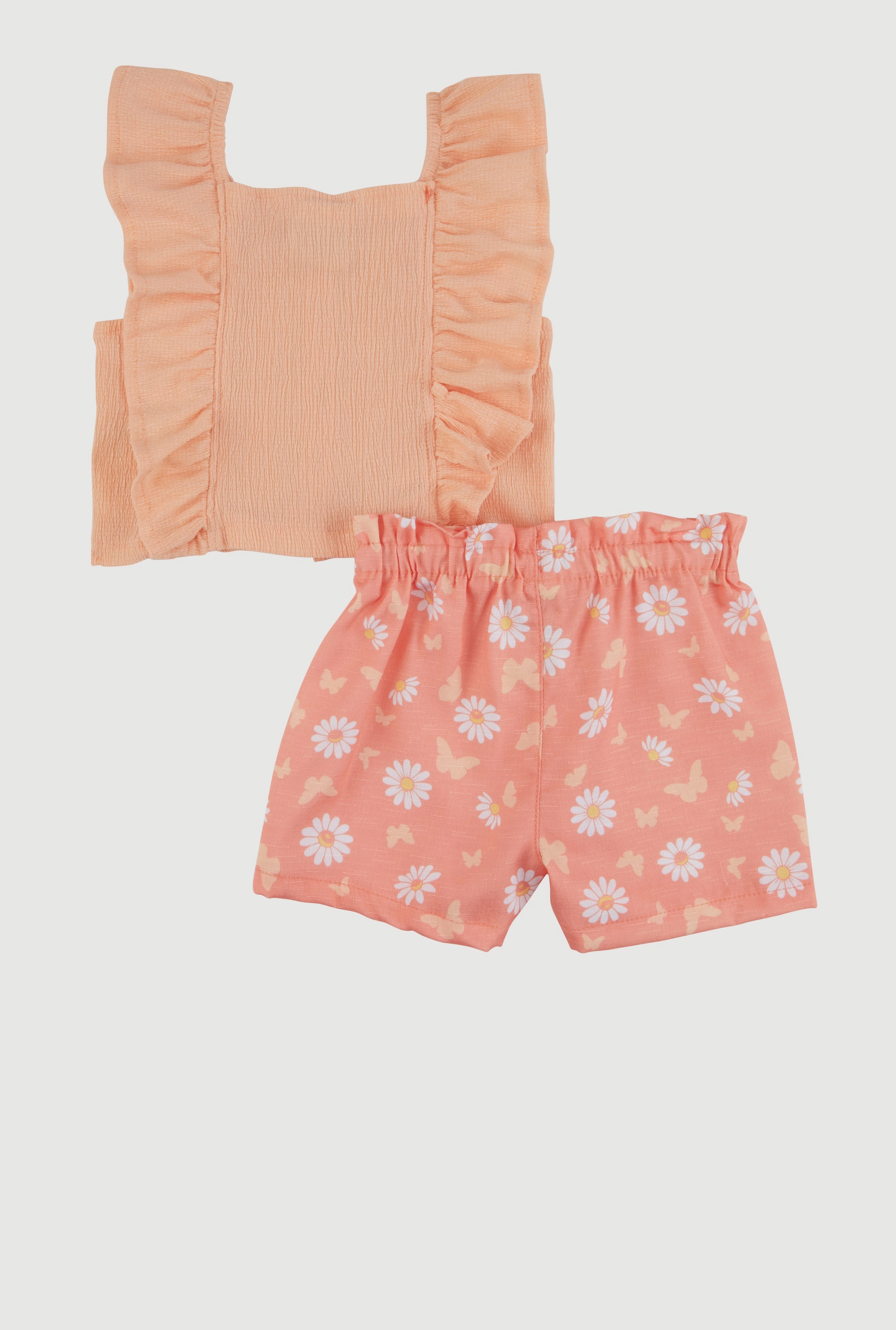 Baby Girls 12-24M Ruffled Top and Linen Floral Shorts