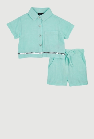 Baby Girls 12-24M Sequin Trim Shirt and Shorts Set