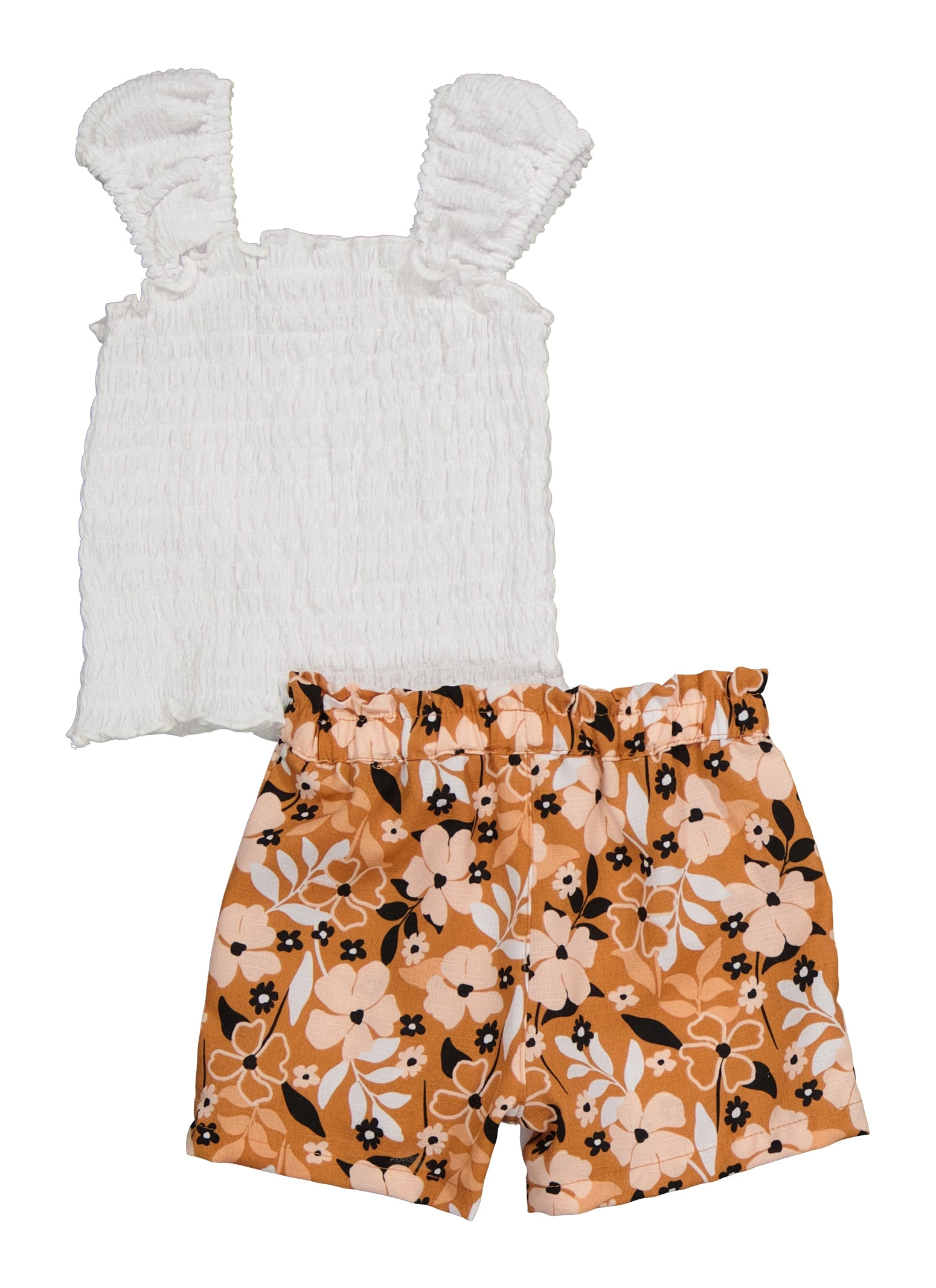 Baby Girls 12-24M Smocked Faux Button Top and Floral Print Shorts