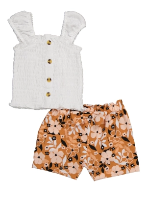 Baby Girls 12-24M Smocked Faux Button Top and Floral Print Shorts