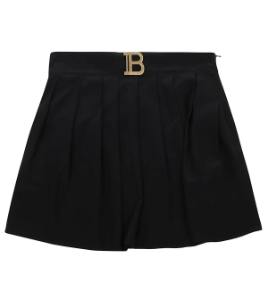 Balmain Kids Logo-Plaque High Waisted Skirt