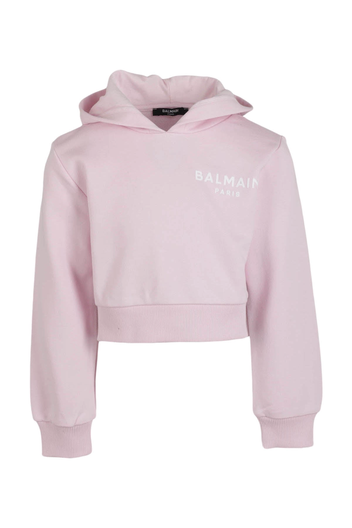 Balmain Kids Logo Printed Cropped Hoodie