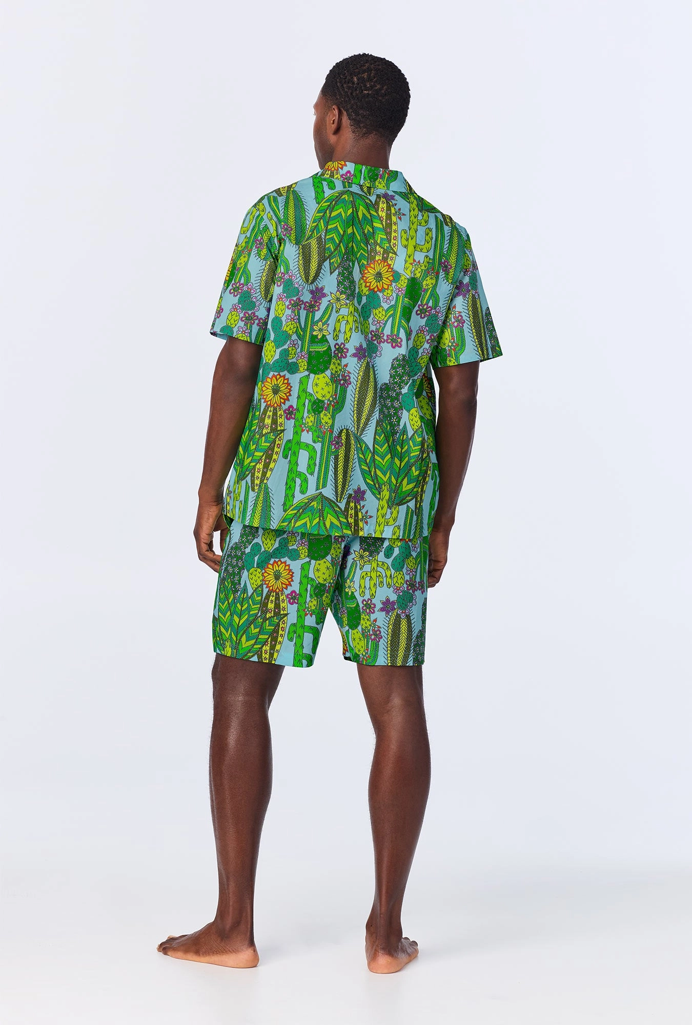 BedHead x Mr. Turk Cactus Men's Sleeve Notch Woven Cotton Poplin Boxer PJ Set