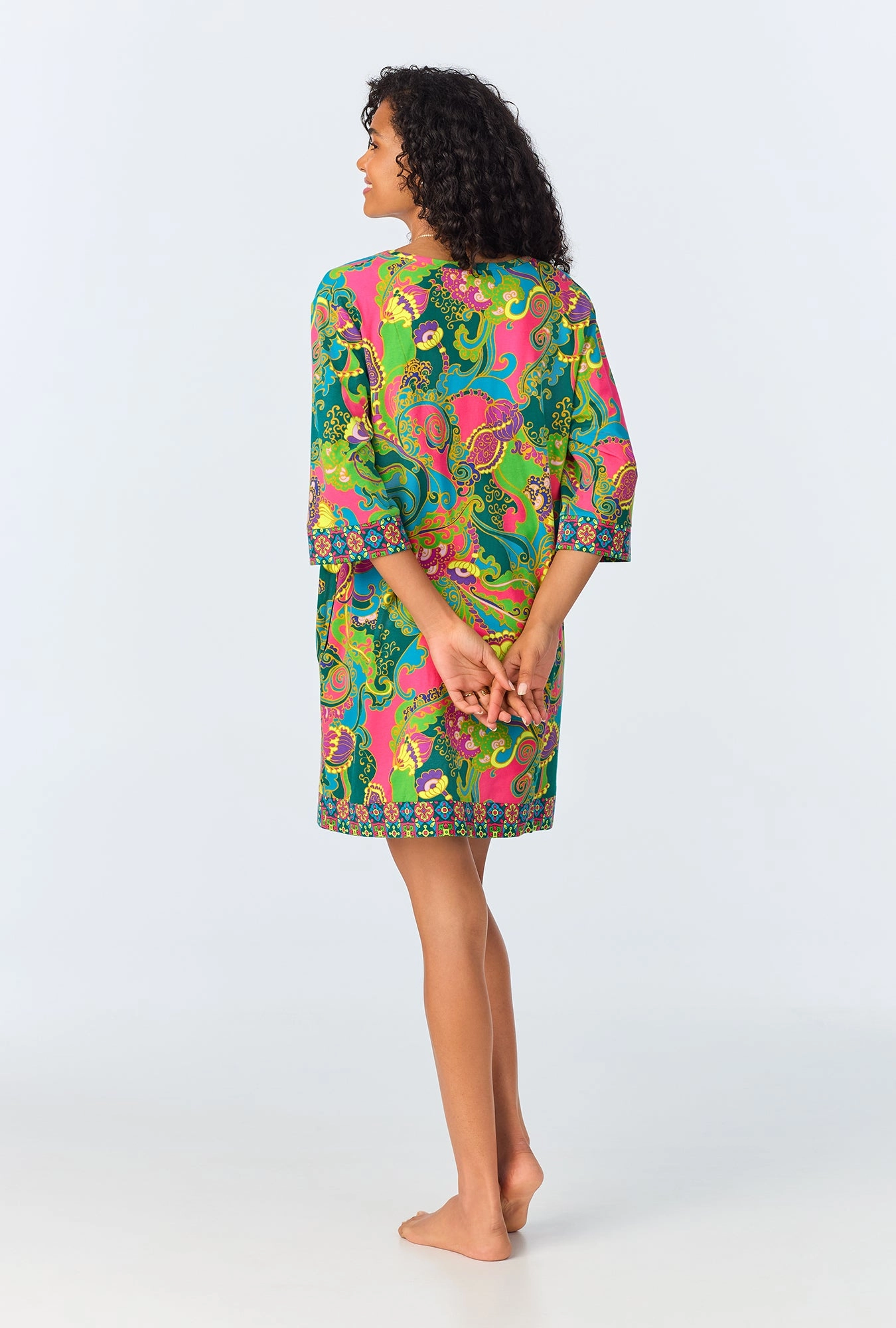 BedHead x Trina Turk Turkish Delight Short Sleeve Stretch Jersey Caftan