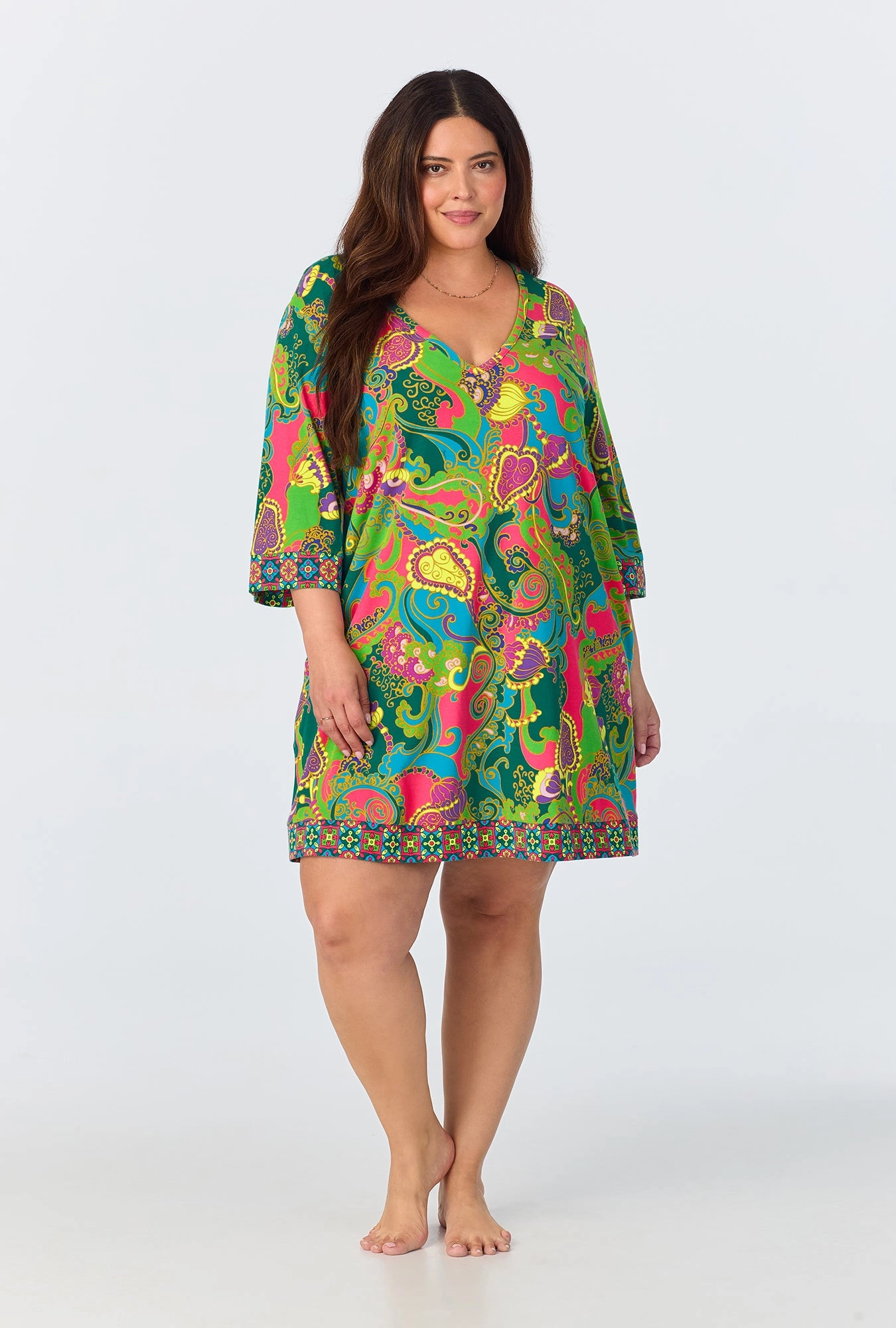 BedHead x Trina Turk Turkish Delight Short Sleeve Stretch Jersey Caftan