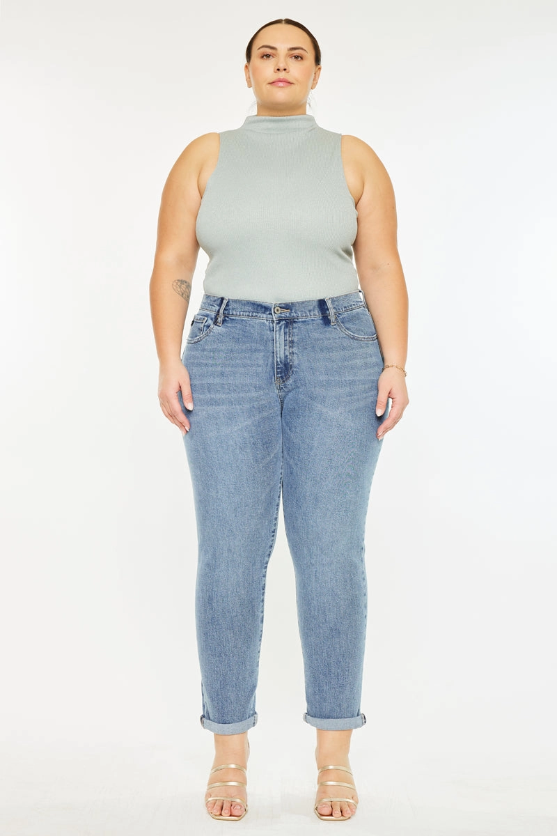 Carmelita  Mid Rise Slim Boyfriend Jeans (Plus Size)