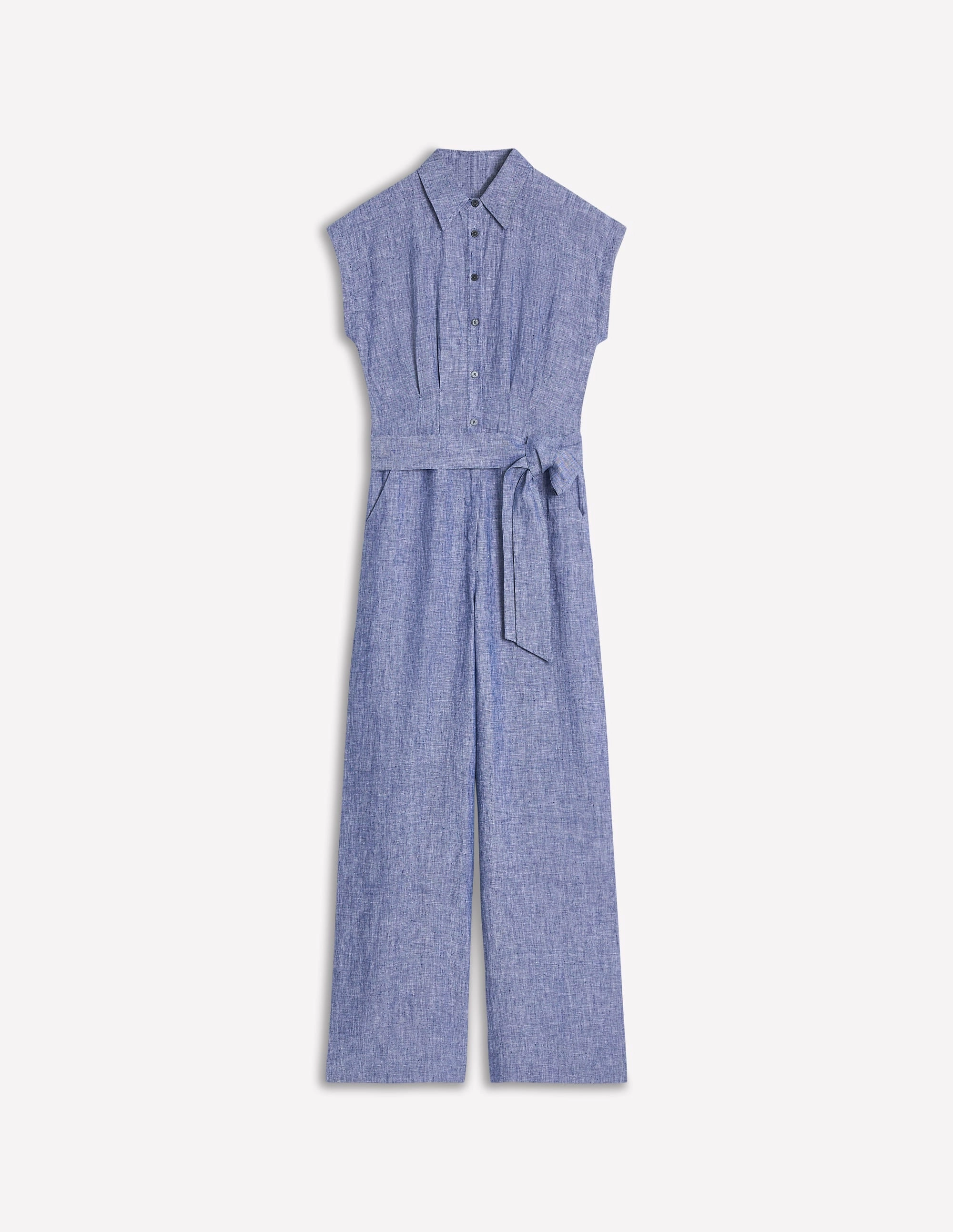 Colette Linen Jumpsuit-Authentic Blue Chambray