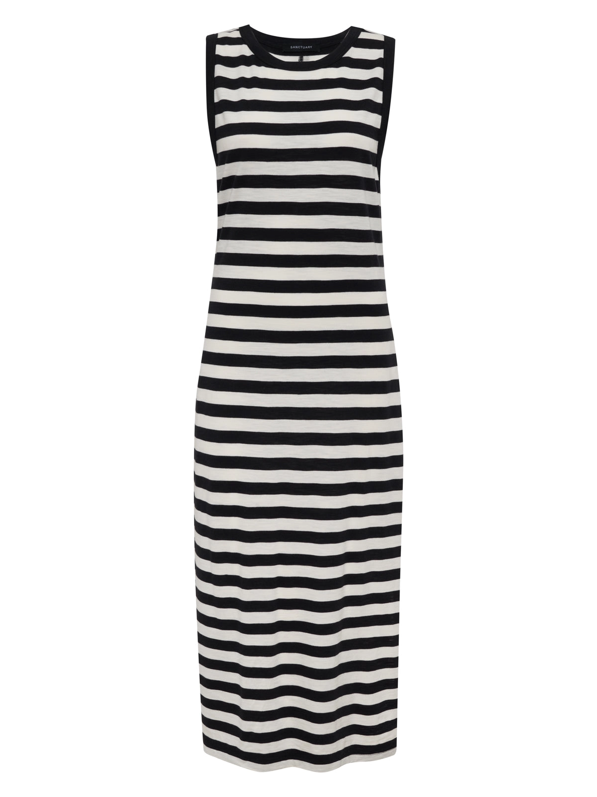 Contrast Trim Maxi Dress Black Macrame Stripe Extended Sizing