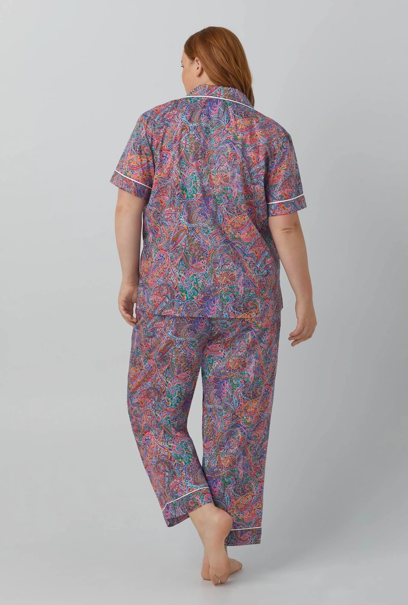 Dana Sharmin Short Sleeve Classic Woven Cotton Tana Lawn® Cropped PJ Set Made with Liberty Fabrics