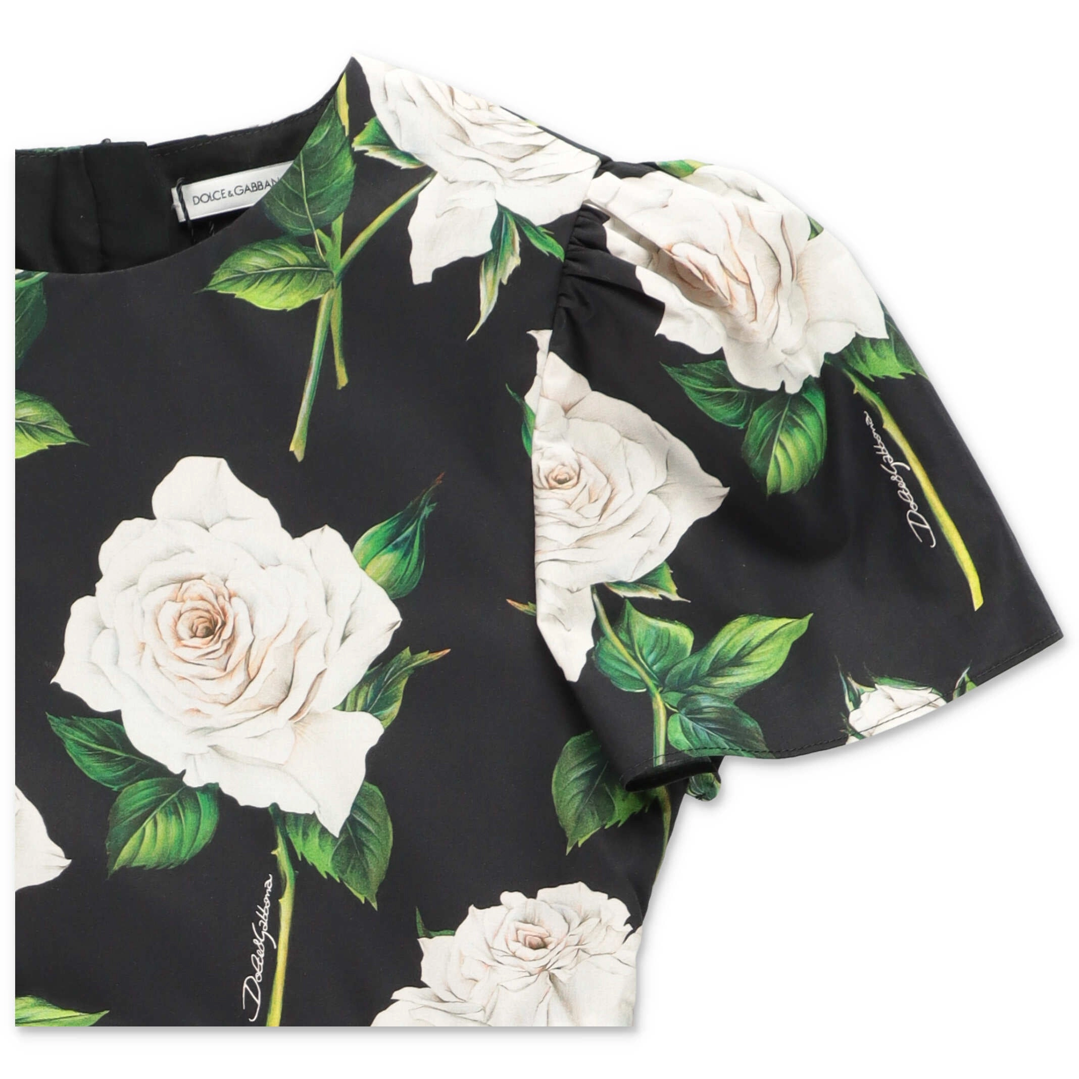 Dolce & Gabbana Kids Rose Print Short-Sleeved Dress