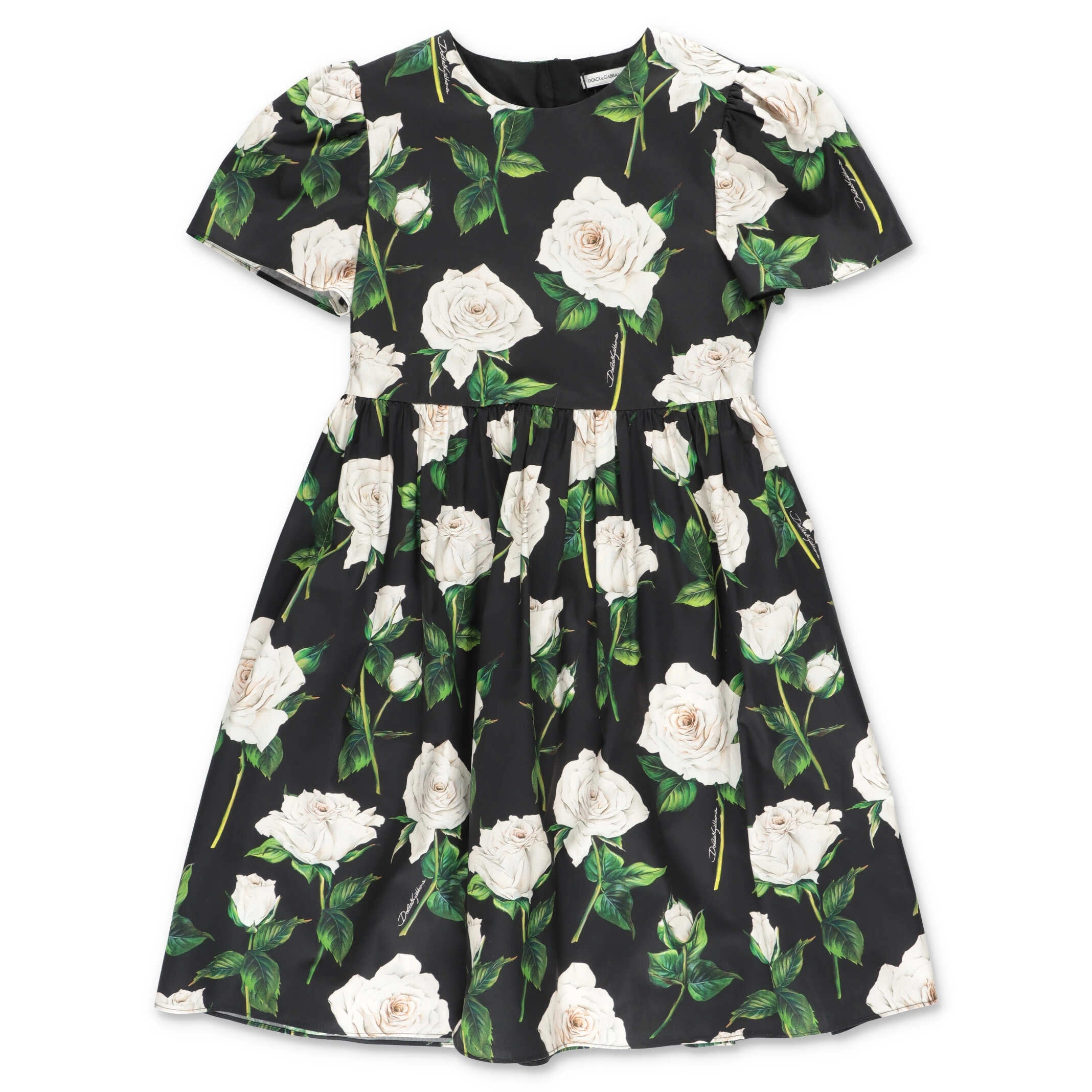 Dolce & Gabbana Kids Rose Print Short-Sleeved Dress