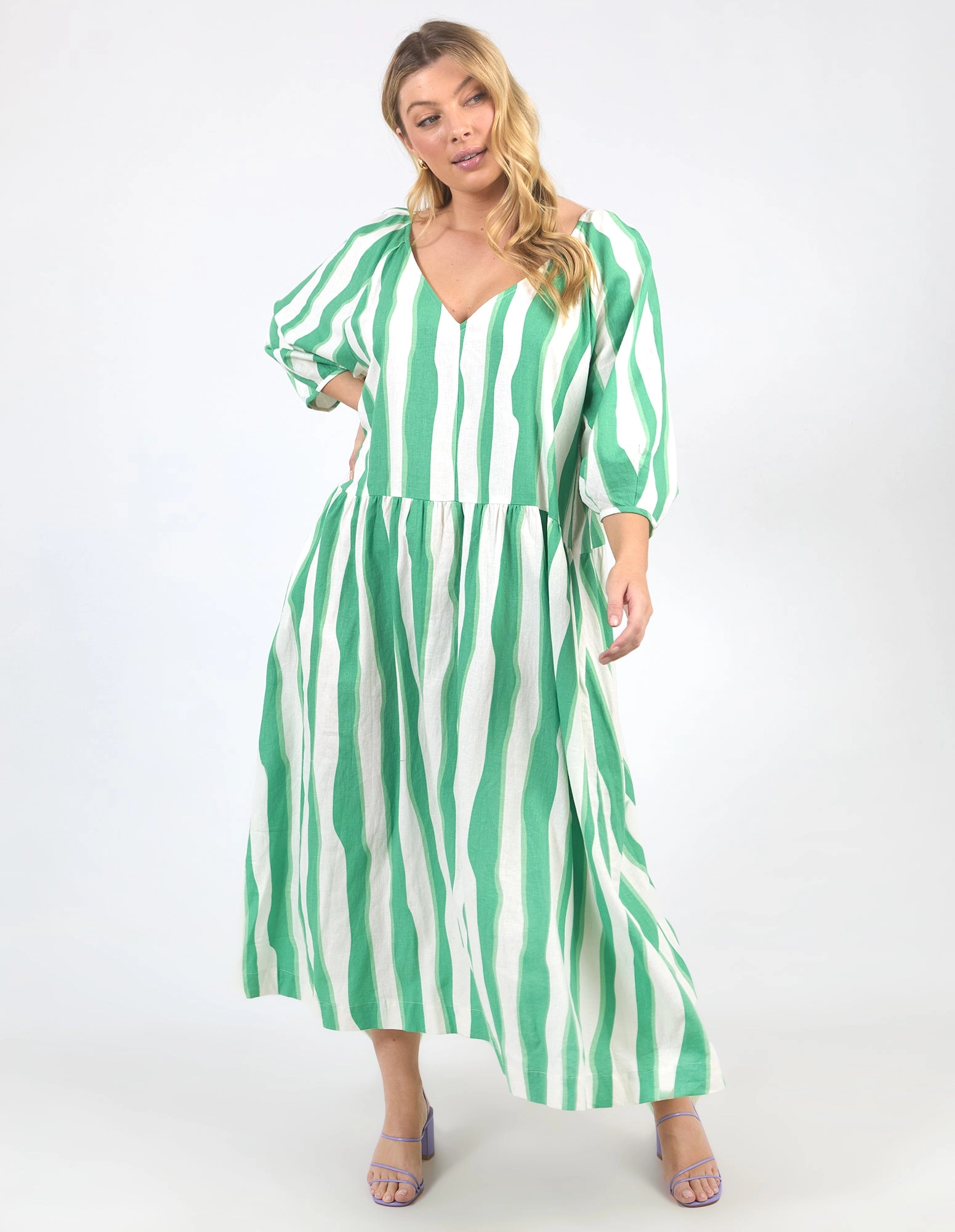 Elm Spritz Stripe Dress Greenbriar/White Stripe
