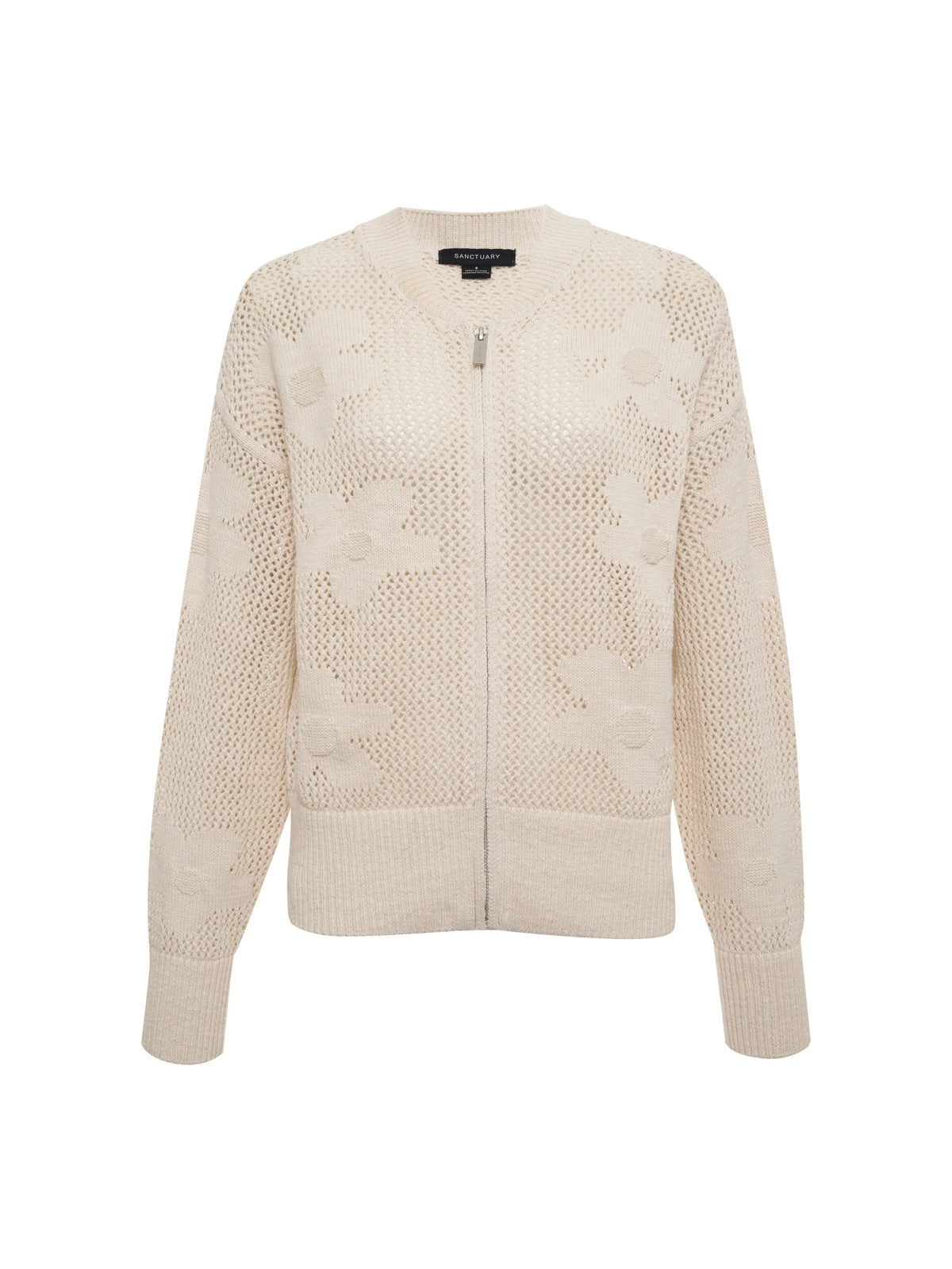 Flower Pop Open Stitch Jacket Eco Natural Extended Sizing