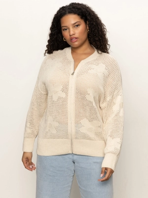 Flower Pop Open Stitch Jacket Eco Natural Extended Sizing
