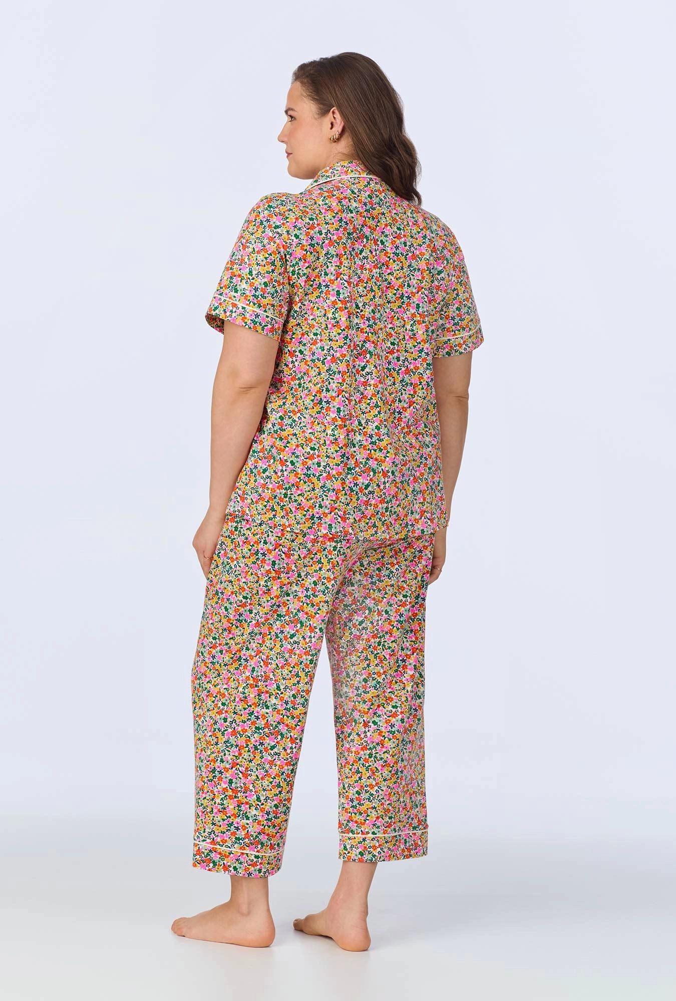 Fresh Picks Short Sleeve Classic Stretch Jersey Cropped PJ Set