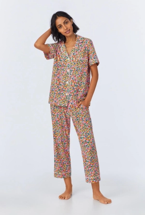 Fresh Picks Short Sleeve Classic Stretch Jersey Cropped PJ Set
