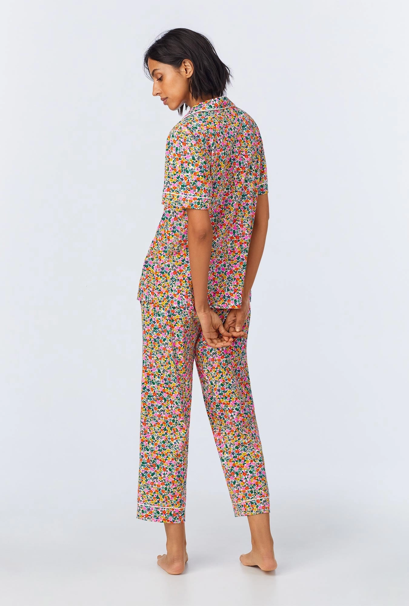 Fresh Picks Short Sleeve Classic Stretch Jersey Cropped PJ Set