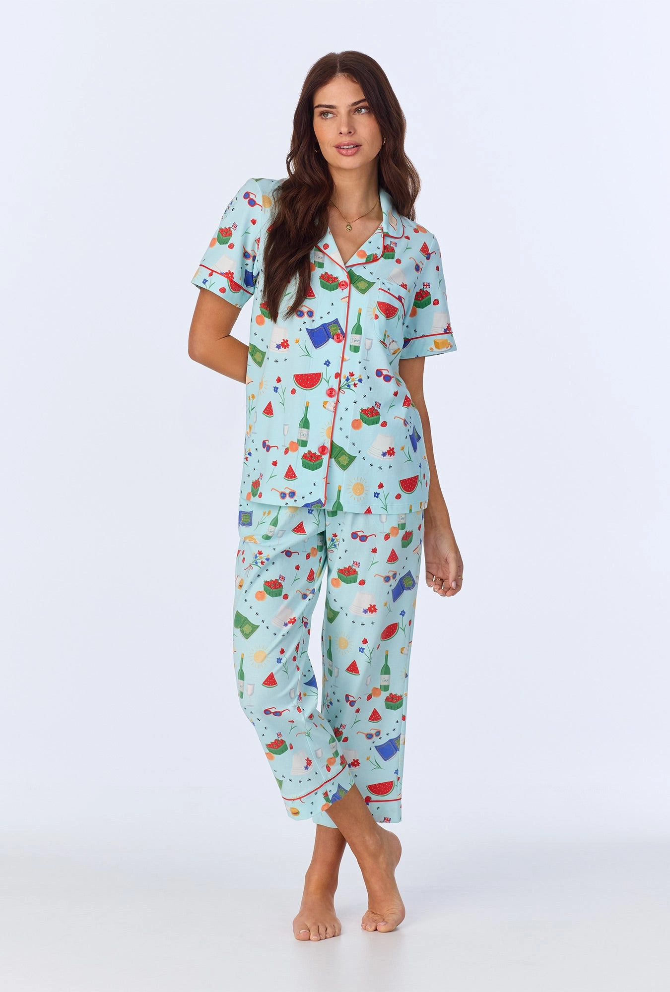 Garden Grazing  Short Sleeve Classic Stretch Jersey Cropped PJ Set