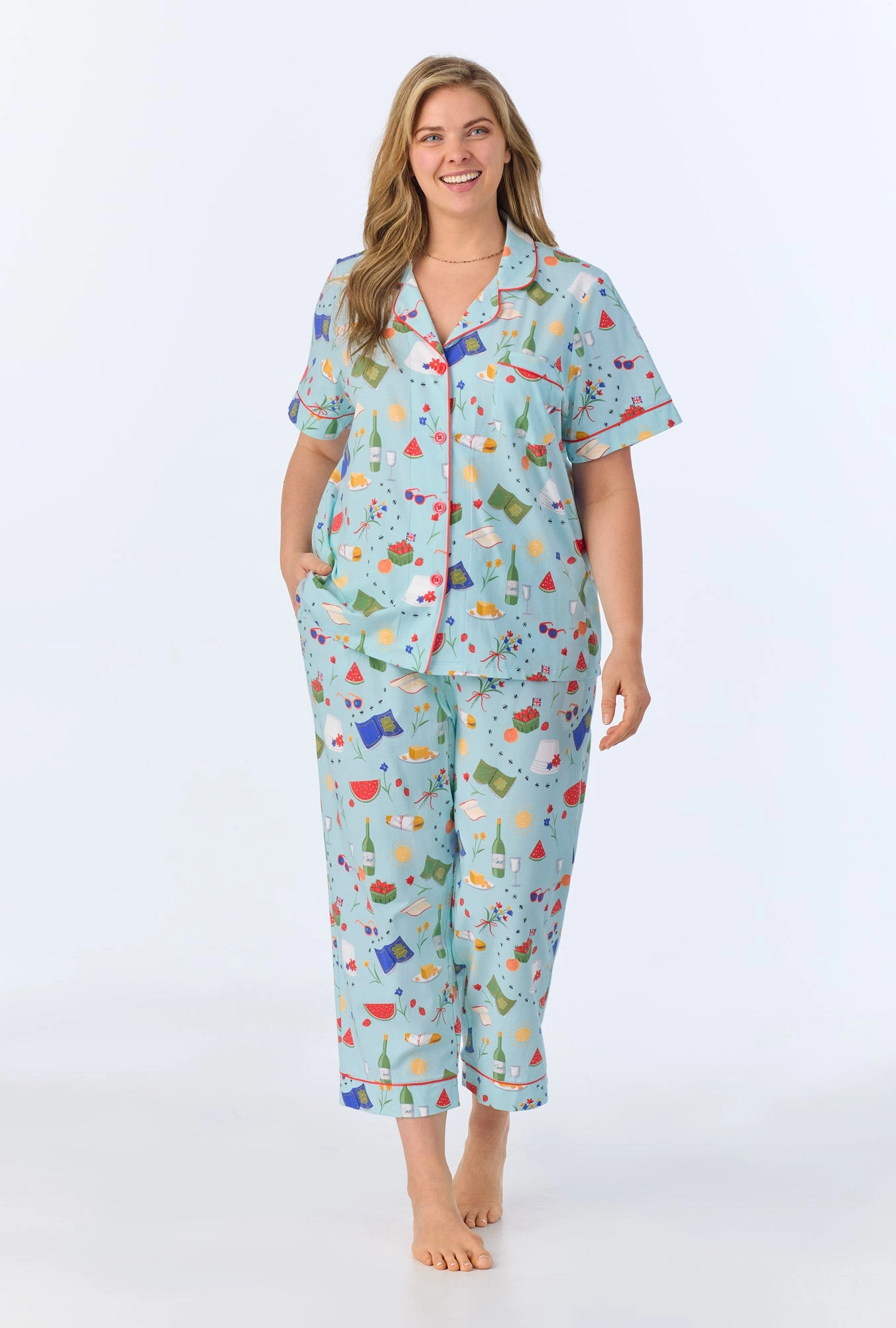 Garden Grazing  Short Sleeve Classic Stretch Jersey Cropped PJ Set