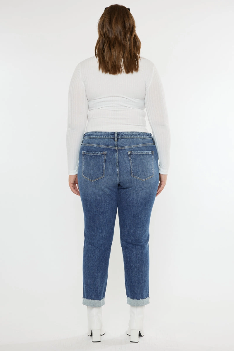 Jayleen Mid Rise Slim Boyfriend Jeans (Plus Size)