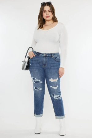 Jayleen Mid Rise Slim Boyfriend Jeans (Plus Size)