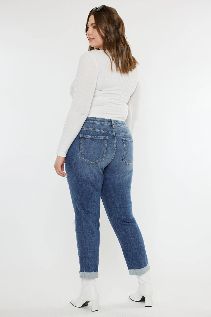 Jayleen Mid Rise Slim Boyfriend Jeans (Plus Size)