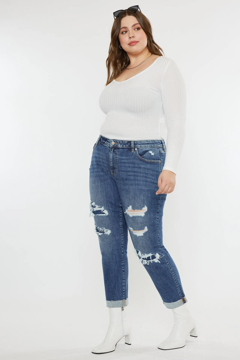 Jayleen Mid Rise Slim Boyfriend Jeans (Plus Size)