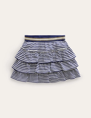Jersey Ruffle Skort-College Navy/Ivory