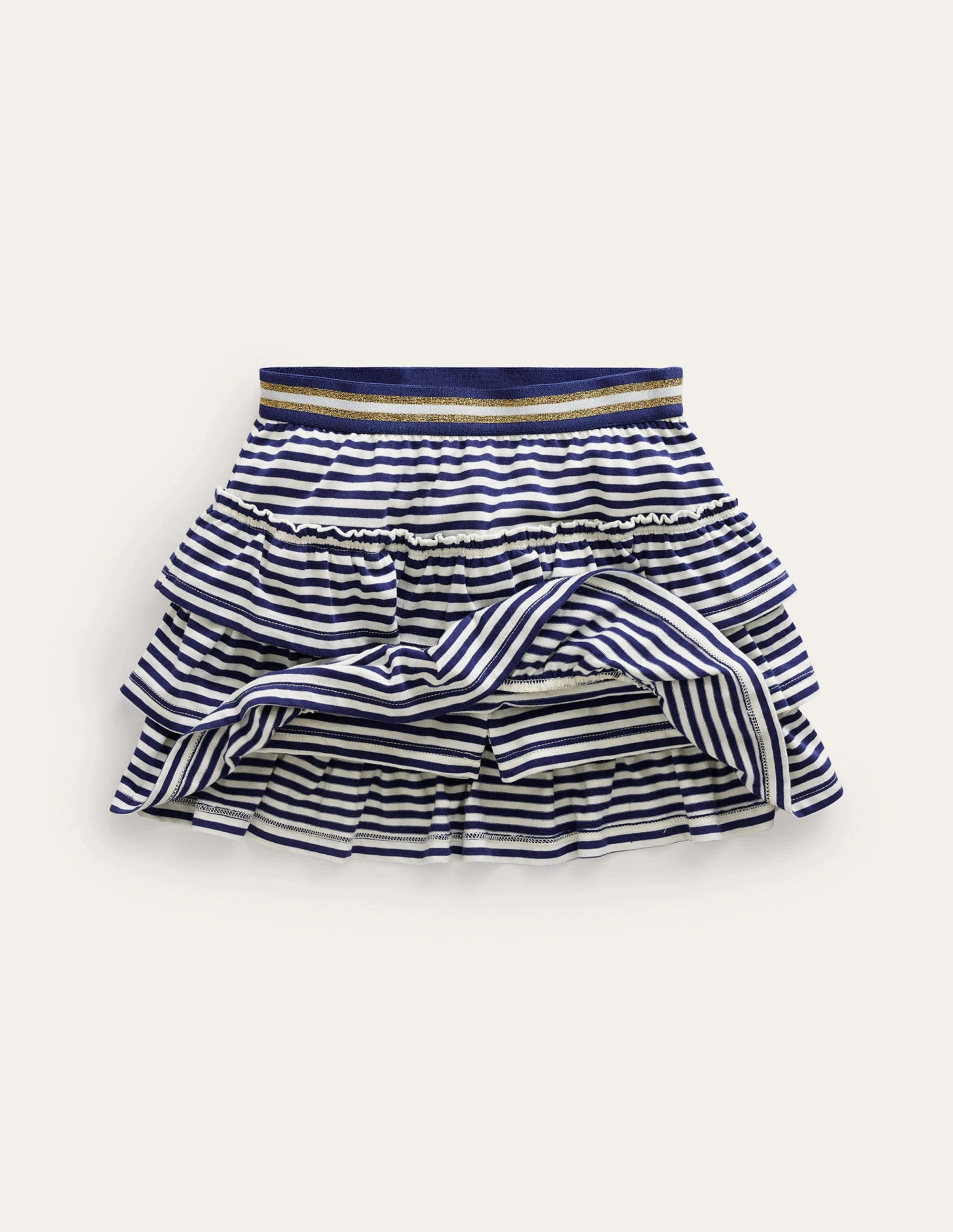 Jersey Ruffle Skort-College Navy/Ivory