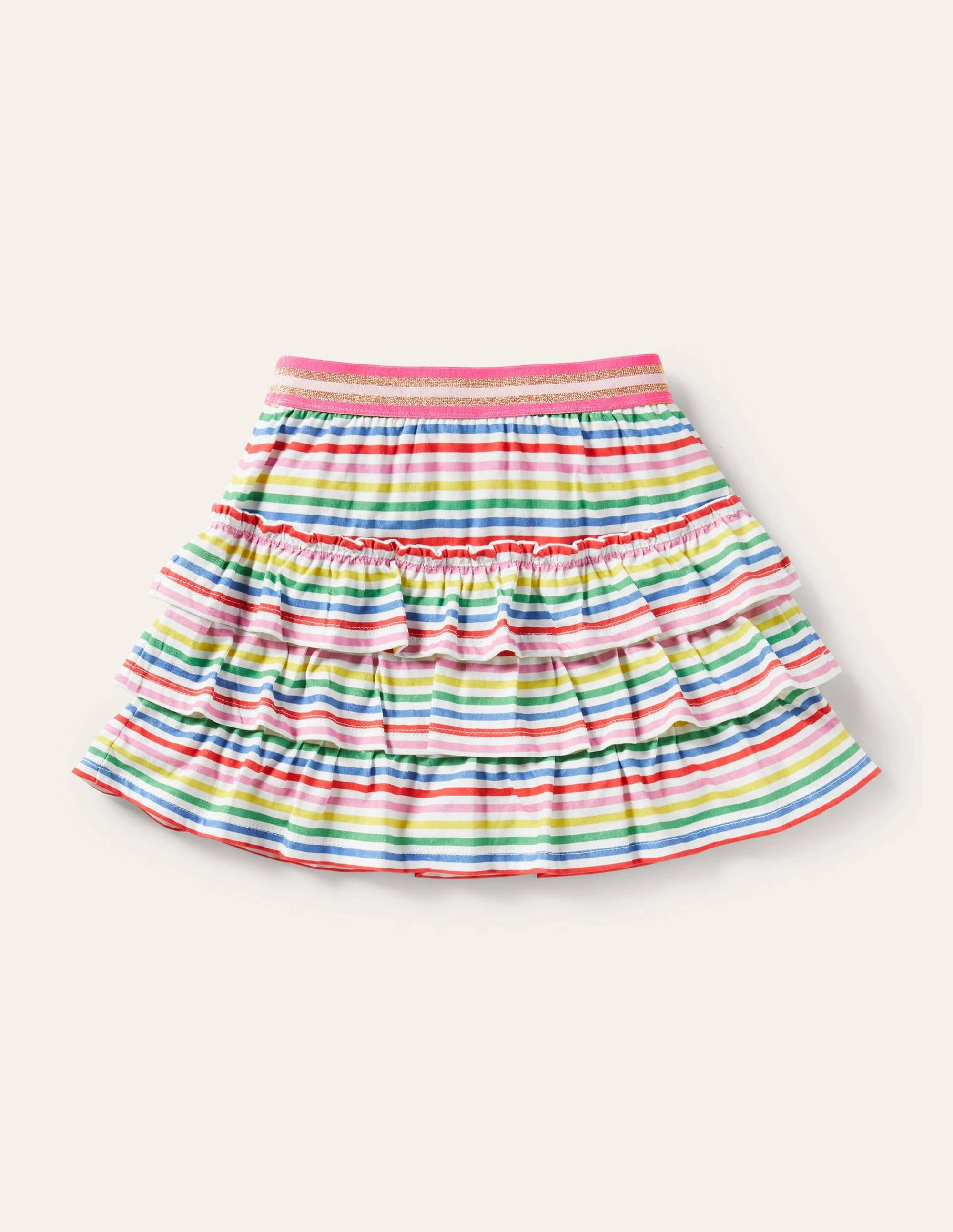 Jersey Ruffle Skort-Multi Stripe