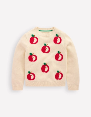 Karina Fun Crochet Jumper-Ivory Apples