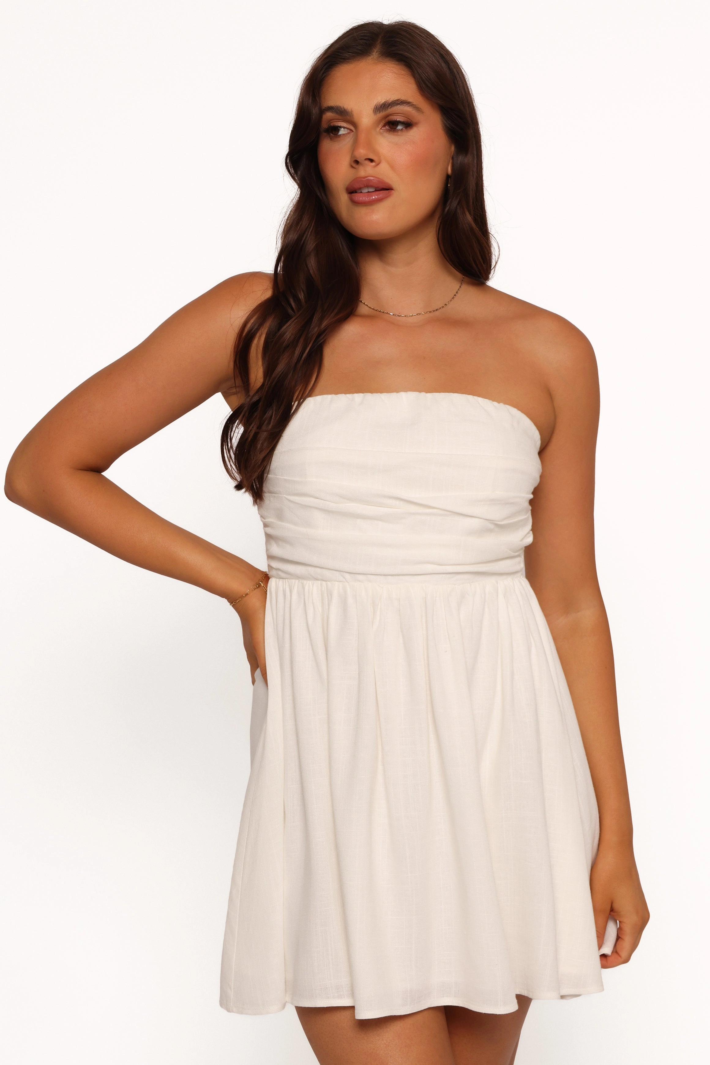 Katy Strapless Mini Dress - White