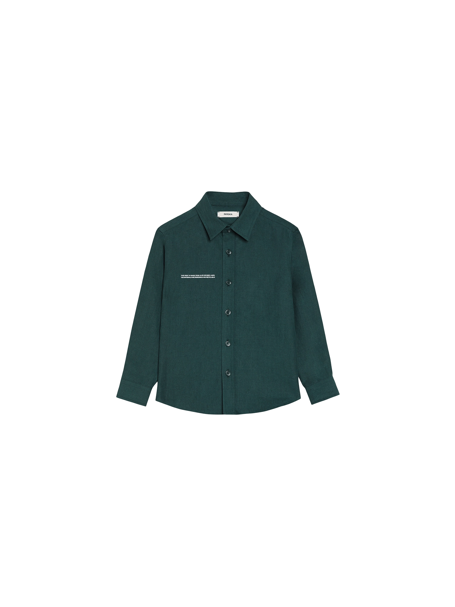 Kids Aloe Linen Long Sleeve Shirt—bottle green