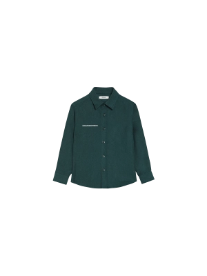 Kids Aloe Linen Long Sleeve Shirt—bottle green
