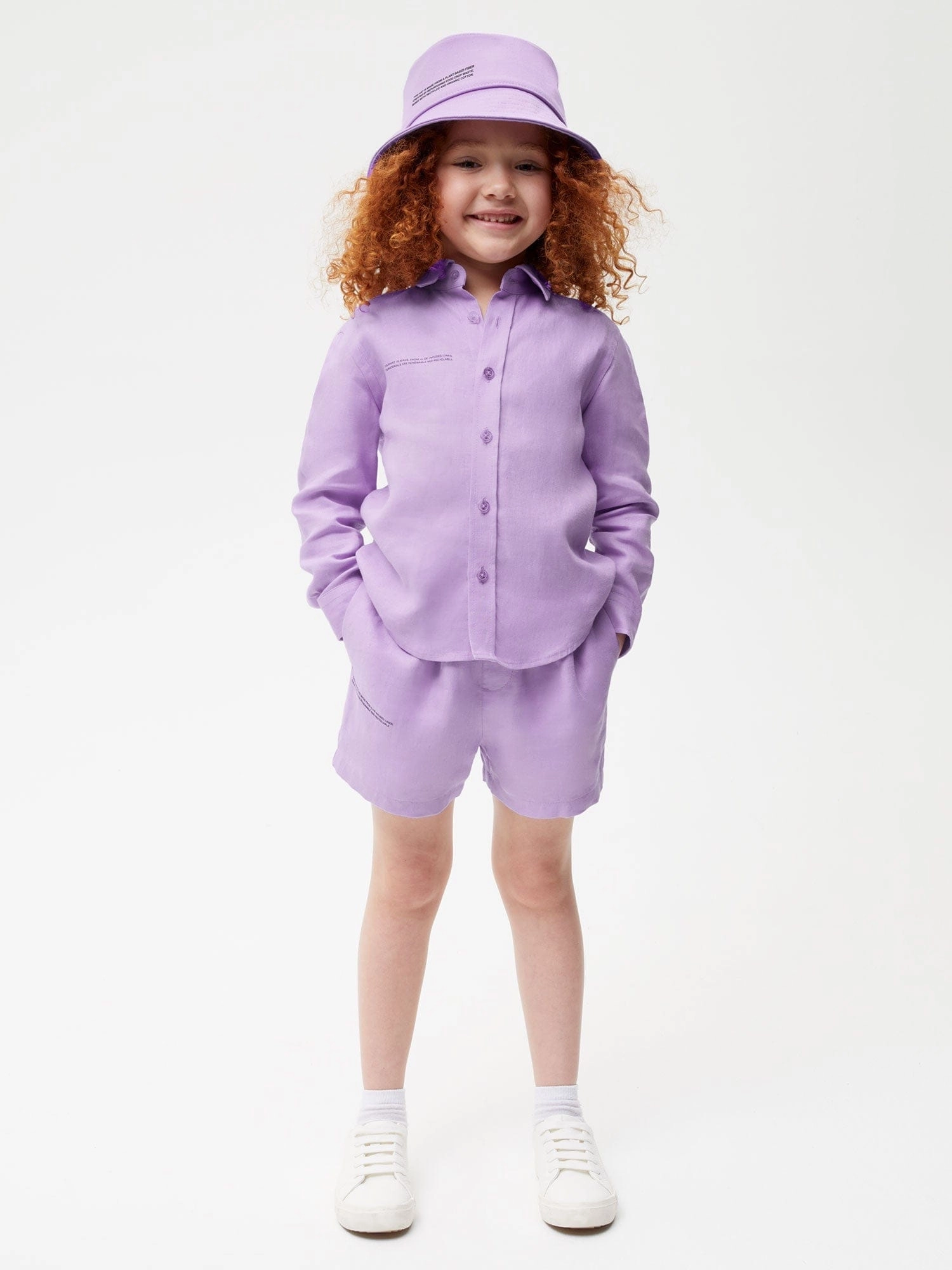 Kids Aloe Linen Long Sleeve Shirt—orchid purple