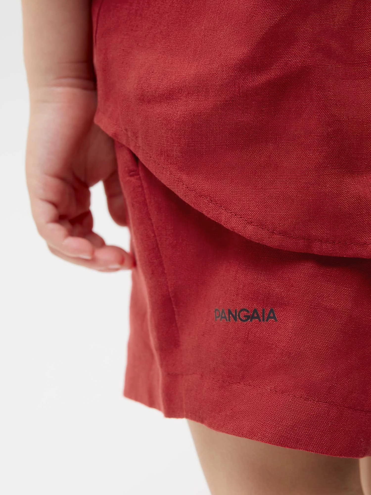 Kids Aloe Linen Shorts—cranberry red
