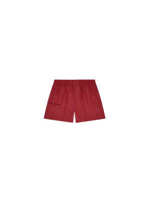 Kids Aloe Linen Shorts—cranberry red