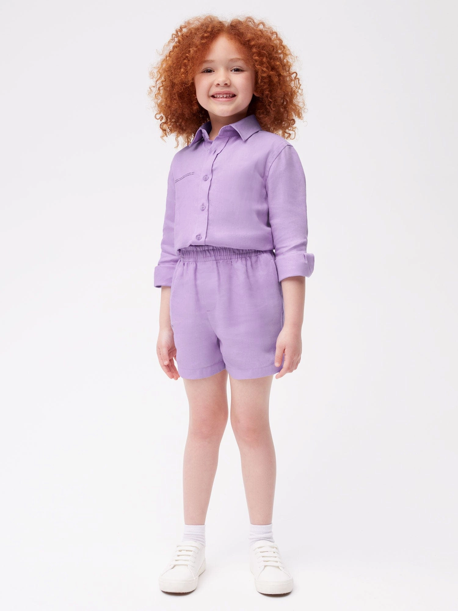 Kids Aloe Linen Shorts—orchid purple