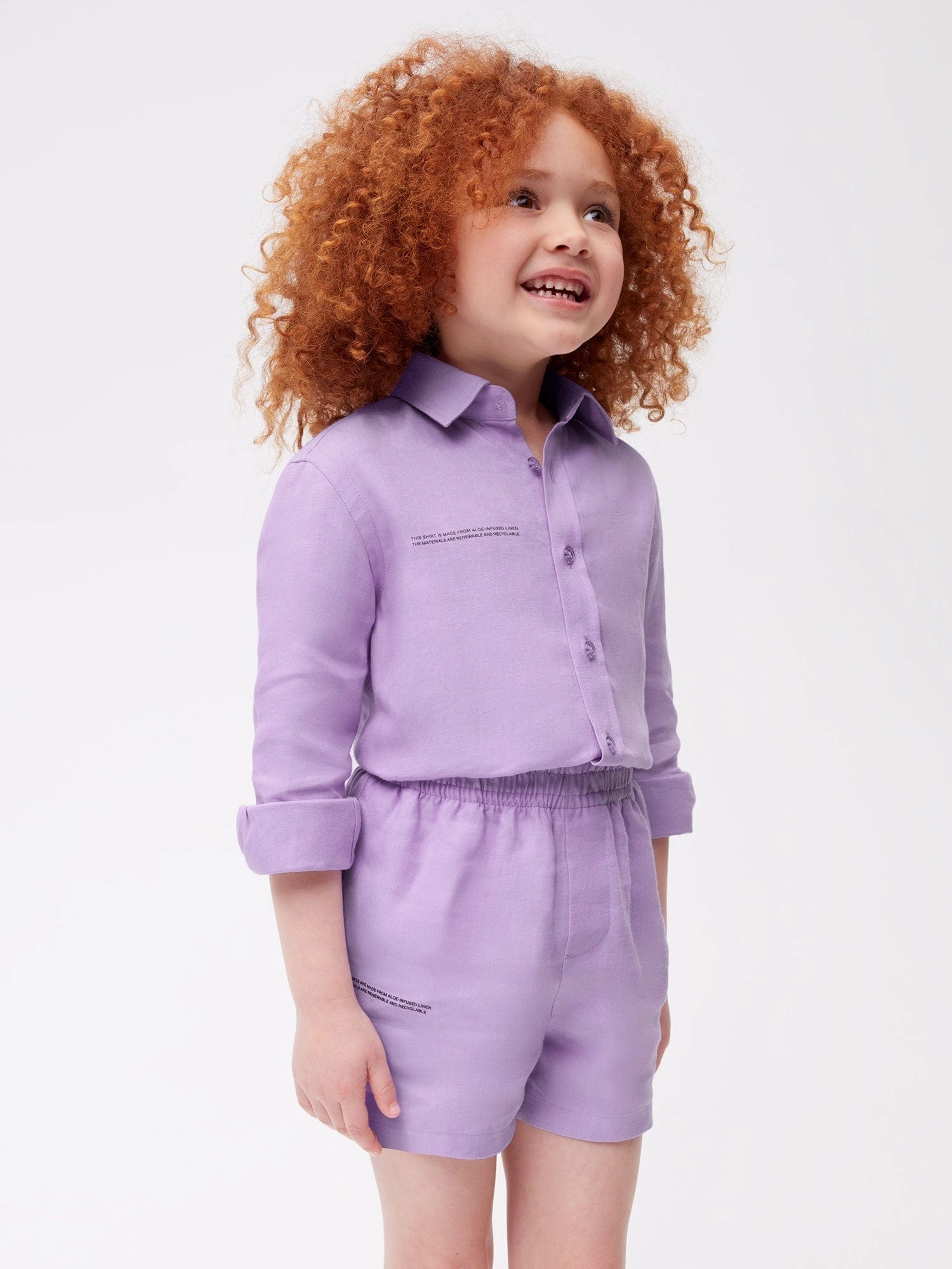 Kids Aloe Linen Shorts—orchid purple