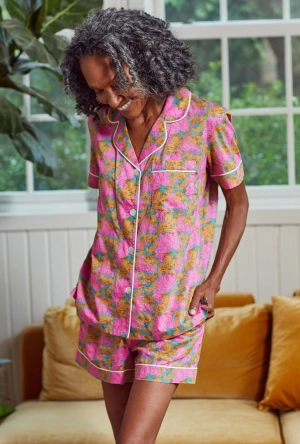 Laura's Reverie Short Sleeve Classic Woven Cotton Tana Lawn® Shorty PJ Set Made with Liberty Fabrics