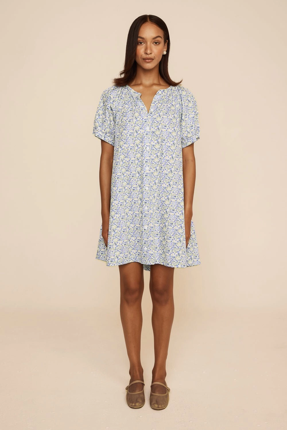 Libby Lounge Dress - Cotton - Floret Blue