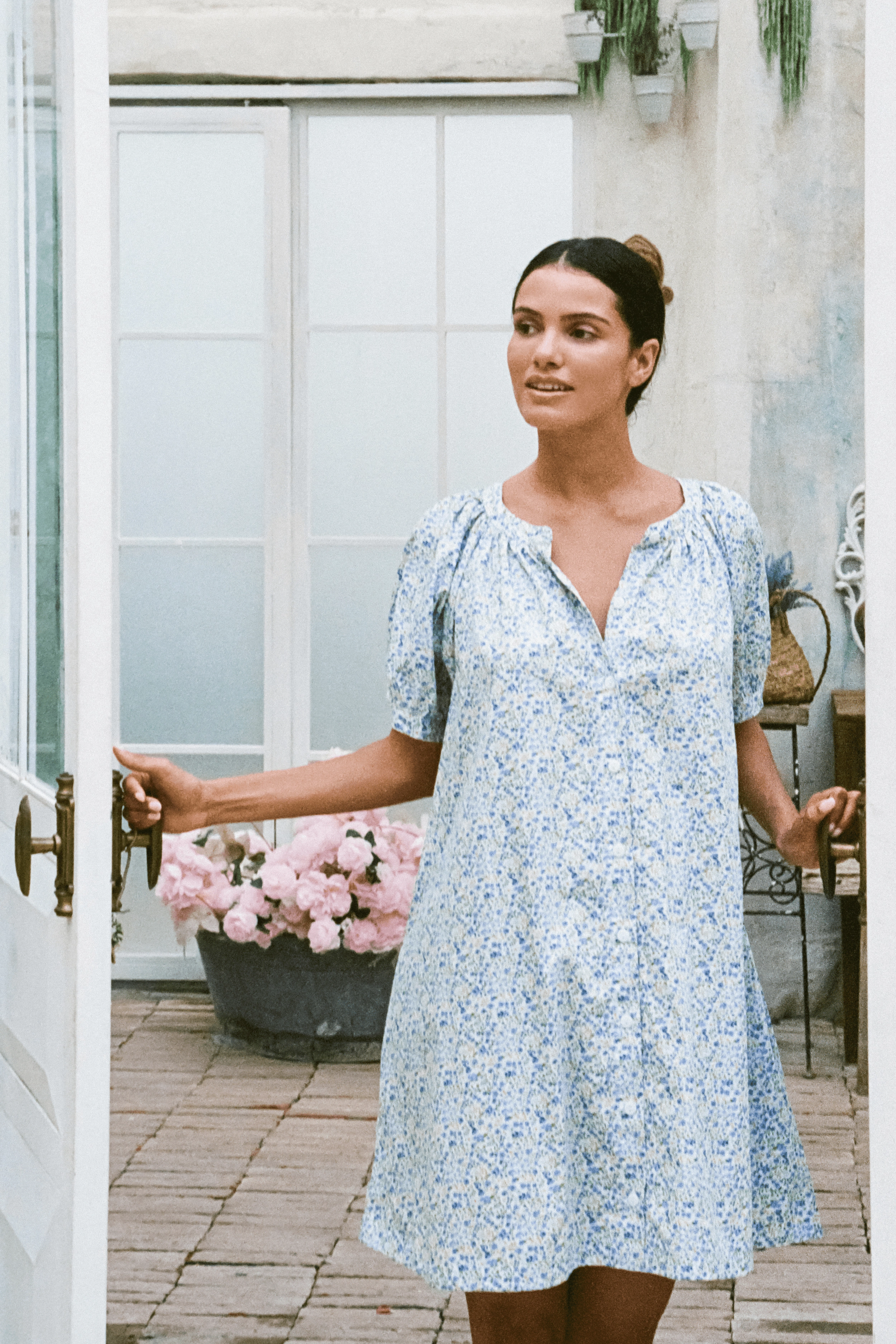 Libby Lounge Dress - Cotton - Floret Blue