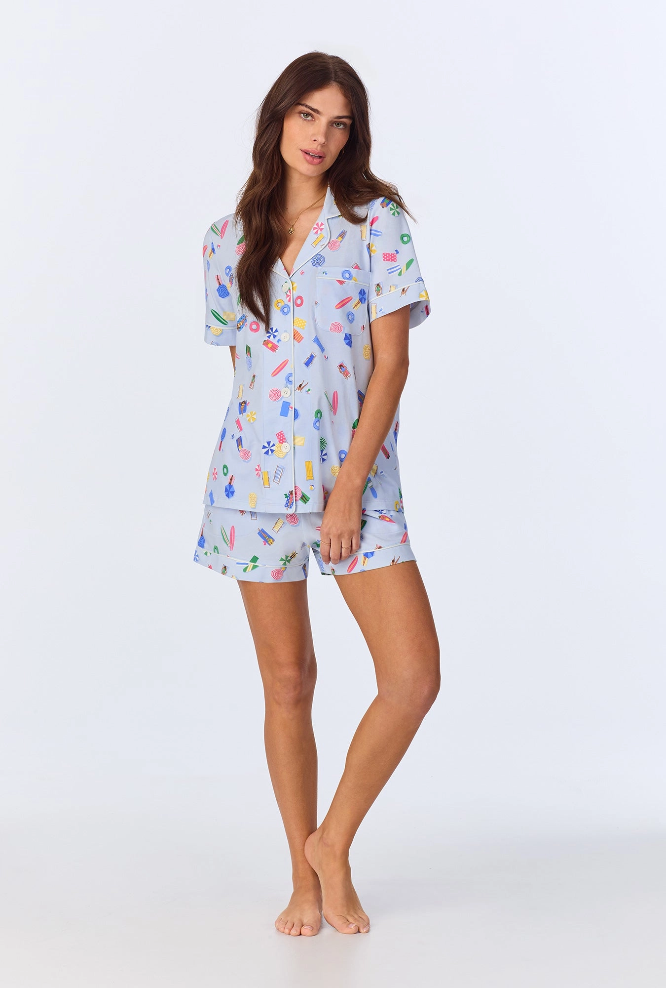 Lifes A Beach Short Sleeve Classic Shorty Stretch Jersey PJ Set